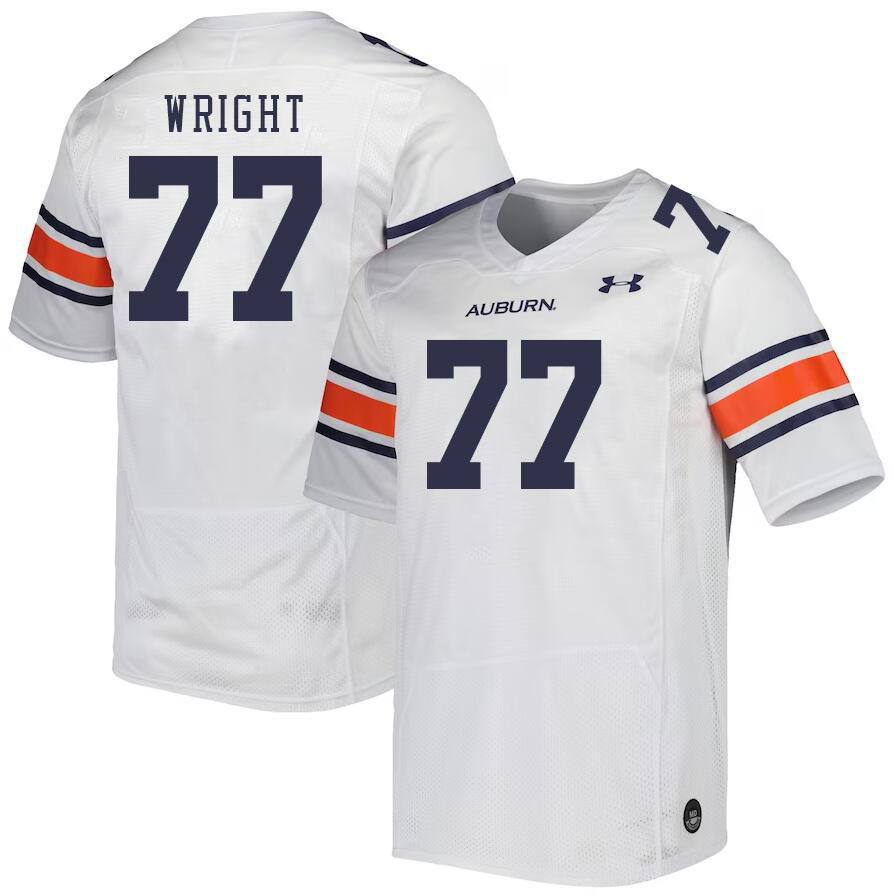 Men #77 Jeremiah Wright Auburn Tigers College Football Jerseys Stitched-White - Click Image to Close